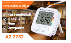 AZ 7732 Karbondioksit Sıcaklık Nem Ölçer | Sadece Pil İle Çalışır
