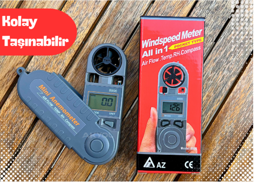 AZ 8996 Profesyonel Mini Rüzgar Hızı Ölçer | Çoklu Özellikli