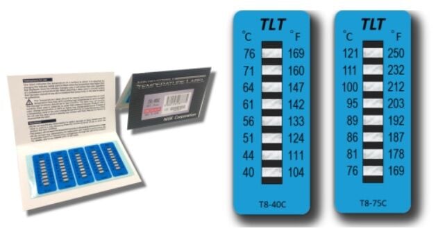 TERMOPAPER Sıcaklık Ölçüm Etiketi NIGK T8-40C (40°C – 76°C) | 10’lu Paket