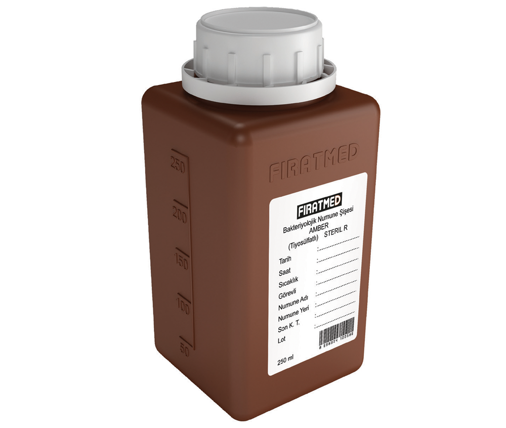 SU NUMUNE ŞİŞESİ / AMBER / TİYÖSÜLFATLI / 250 ML