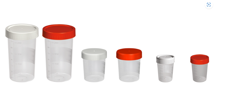 250 ml İdrar Numune Kabı / Yazılabilir özel alan / Özel dizayn / Üç çevrimli özel kapak / Non Steril