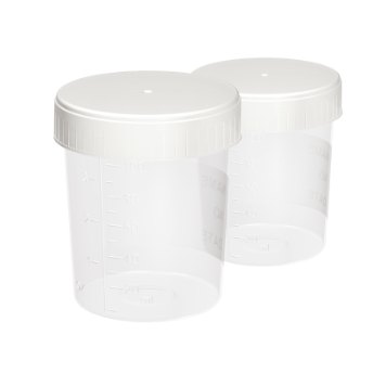 100 ml İdrar Numune Kabı / Yazılabilir özel alan / Özel dizayn / Üç çevrimli özel kapak / Non Steril