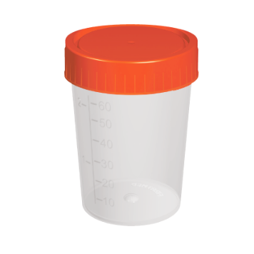 60 ml  İdrar Numune Kabı / Yazılabilir özel alan / Özel dizayn / Üç çevrimli özel kapak / Steril